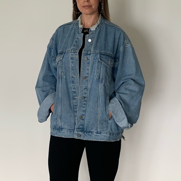 Oversized Denim Jacket with Bandana Print Back from Korea - Picture 12 of 13